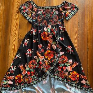 LULUS Off the Shoulder Floral High-Low Maxi Dress